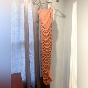 NBD ruched midi cocktail dress